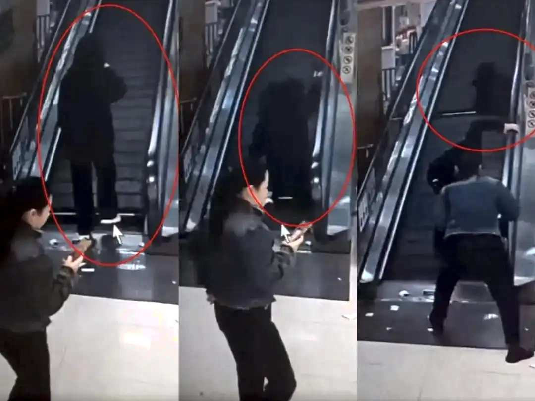 Momentul în care o femeie a fost prinsă de o scară rulantă, de la brâu în jos. A fost rănită grav