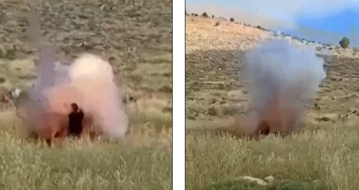 Momentul terifiant în care o bombă explodează după ce un soldat israelian doboară cu piciorul un steag palestinian. VIDEO