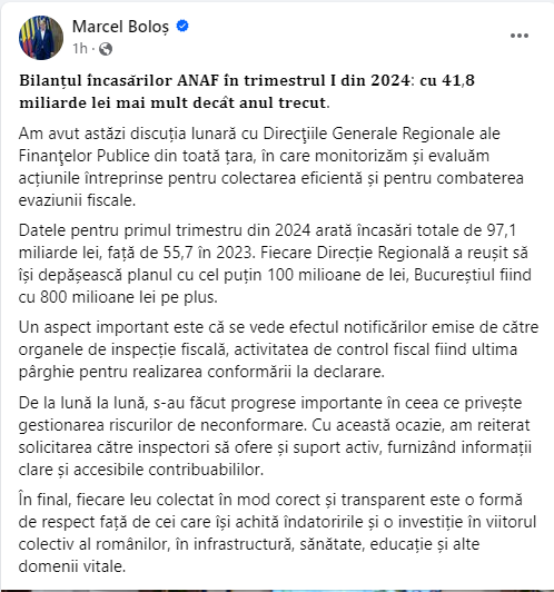 Postare Marcel Boloș