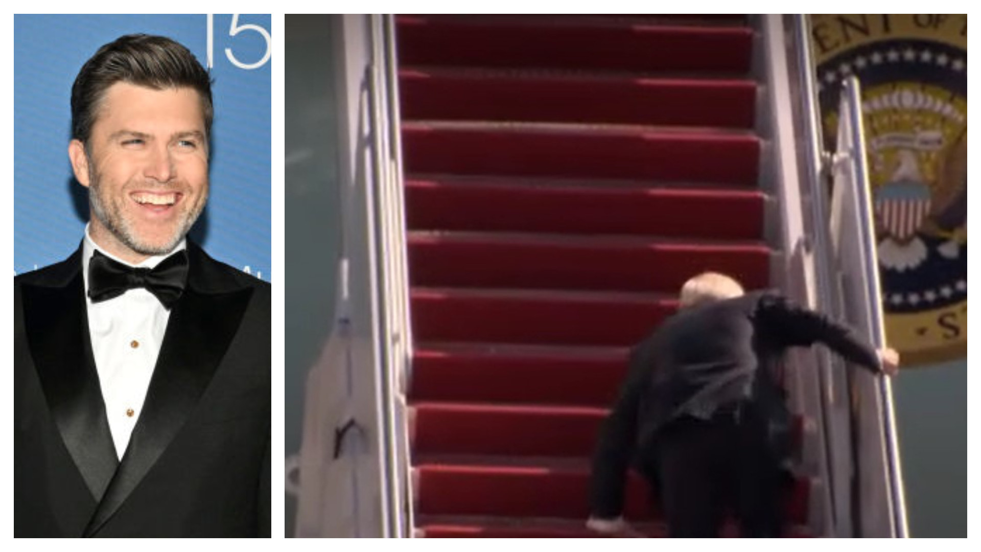 Joe Biden, ironizat de actorul Colin Jost: "Economia este puternică. Cam ca dumneavoastră pe scările Air Force One"