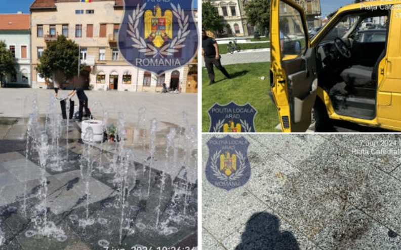 O fântână arteziană din Arad a devenit loc de spălat covoare. Amenda primită de femeia care a abuzat de bunul public