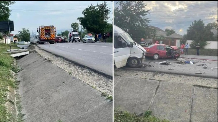 Accident grav în Bacău. Un mort și patru răniți după o coliziune între două autoutilitare și o mașină