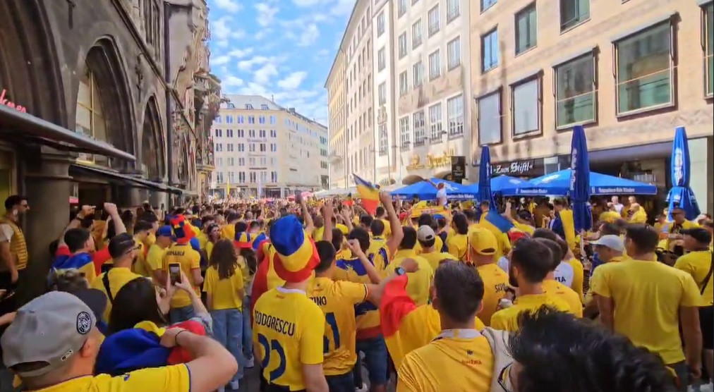 „Marea Galbenă” din Munchen. Zeci de mii de români au invadat capitala Bavariei înaintea debutului la EURO 2024