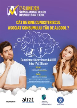 (P) Românii îşi pot evalua consumul de alcool în cadrul campaniei Săptămâna Naţională a Testării AUDIT, până pe 23 iunie