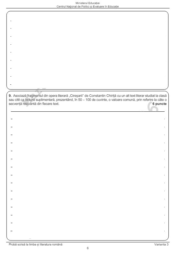 Subiecte romana evaluare 2024