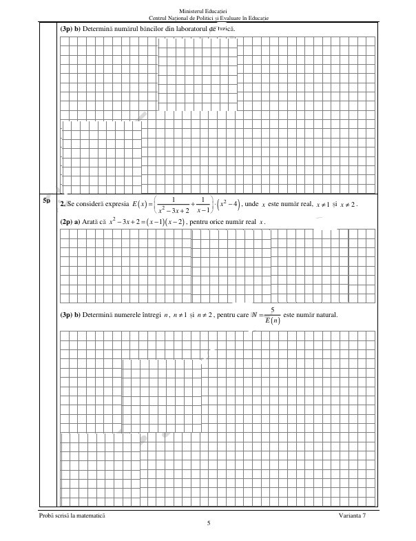 Subiecte matematica evaluare nationala