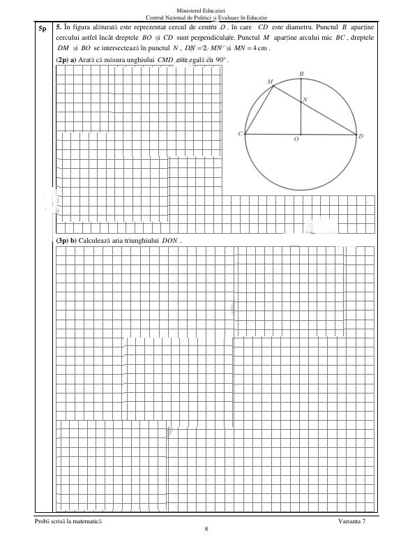 Subiecte matematica evaluare nationala