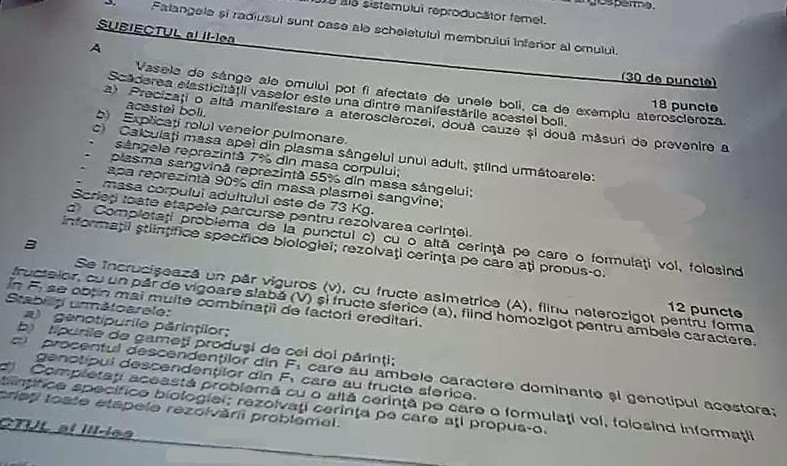 Subiecte biologie vegetala BAC 2024