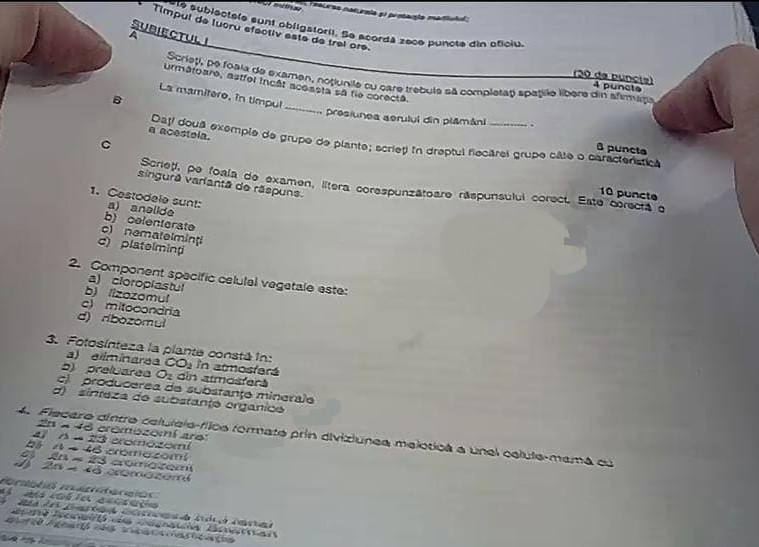 Subiecte biologie vegetala BAC 2024