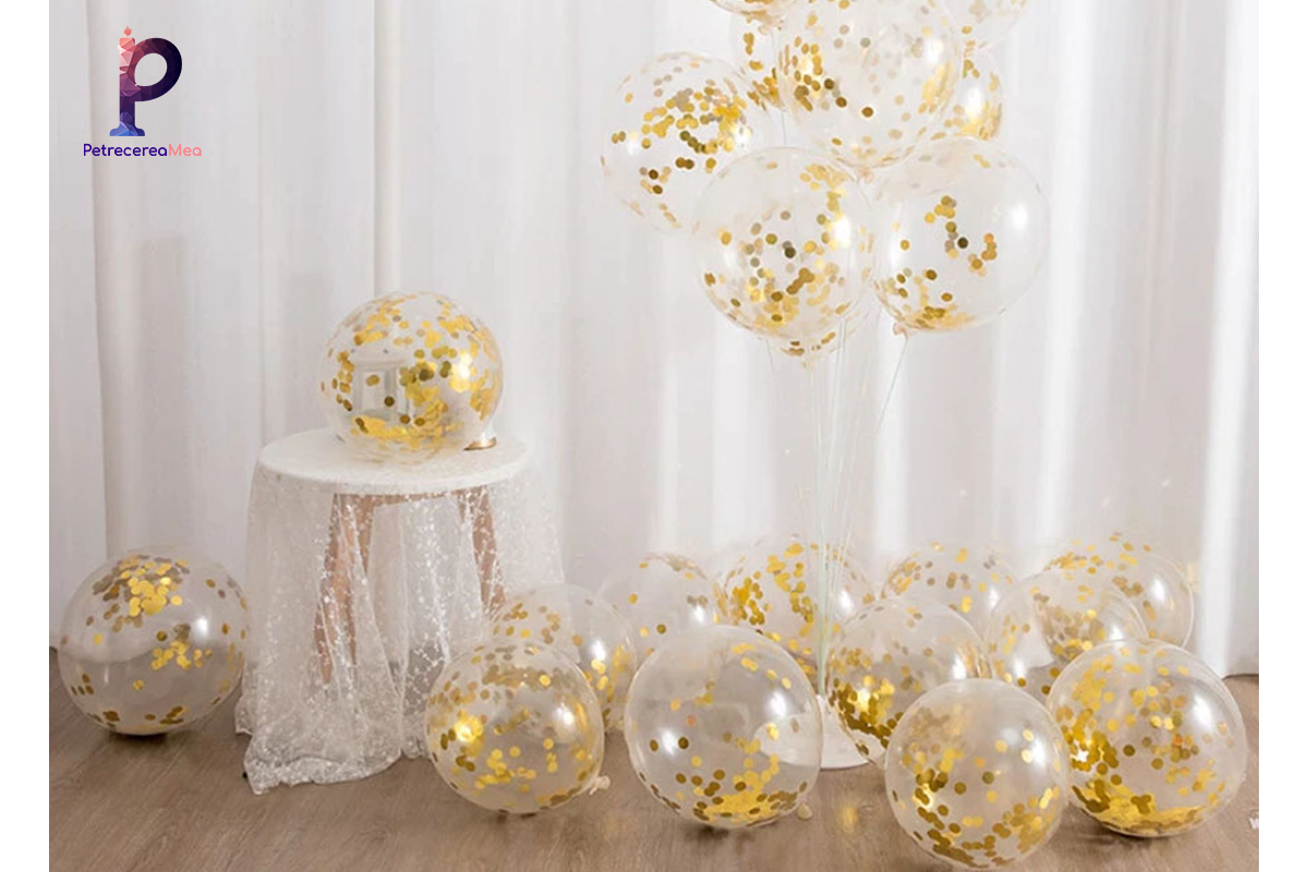 (P) Mic ghid cu sclipici: despre decor cu vibe jucăuș. Alege baloane cu confetti de la Petrecereamea