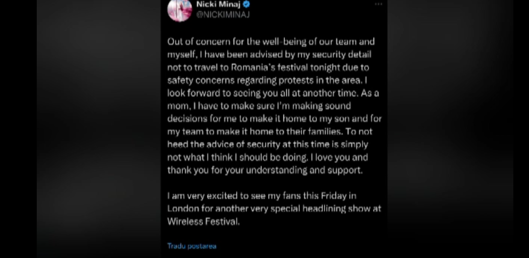 Anunț al organizatorilor festivalului SAGA privind returnarea banilor. Fan: ”Am venit special pentru Nicki Minaj cu familia”