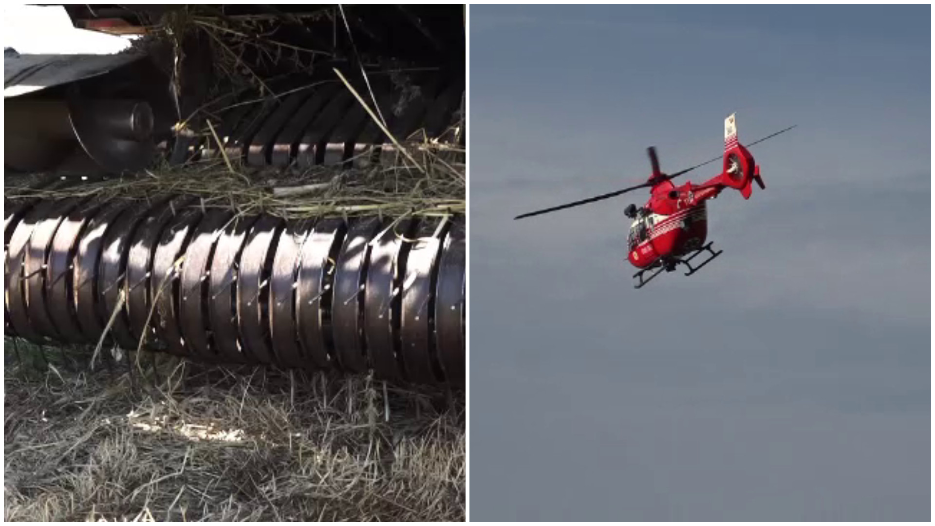 Scene desprinse din filmele de groază pe un câmp. Unui adolescent i-a fost retezată mâna de un utilaj