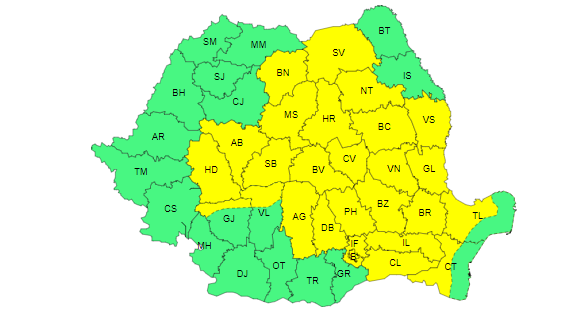 Prognoză specială de la ANM. Meteorologii anunţă vijelii şi grindină în cea mai mare parte a ţării