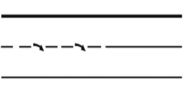 Săgeți de revenire pe banda aferentă sensului de mers