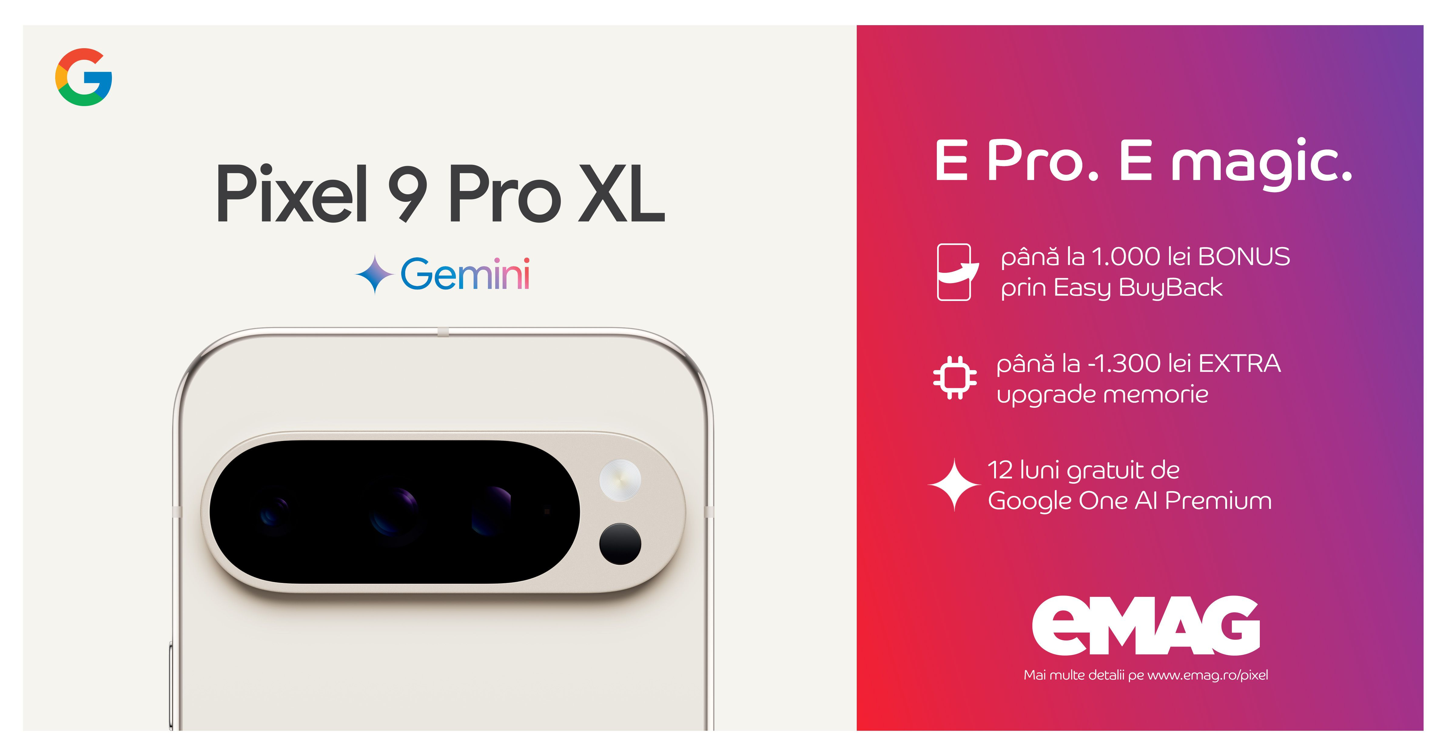 (P) Magie în fiecare fotografie: mult așteptatul Google Pixel 9 cu funcțiile AI Gemini este disponibil acum pe eMAG