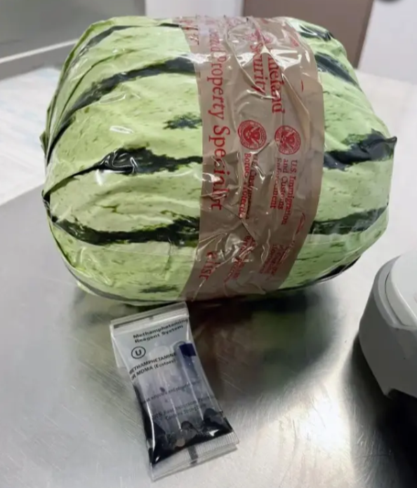 Ce ascundea de fapt un transport de două tone de pepeni, ajuns în fața polițiștilor de frontieră. FOTO