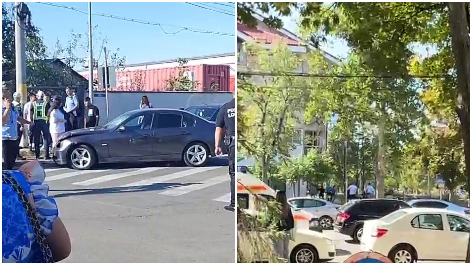 Scandal în fața unei școli din Slobozia. Mai mulți tineri s-au bătut cu răngi și topoare după o tamponare în trafic. Video