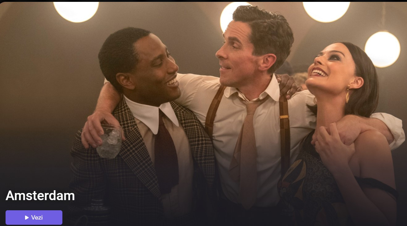 Filmul ”Amsterdam”, plin cu vedete de la Hollywood, este acum pe VOYO. Printre actori: Margot Robbie, Robert de Niro