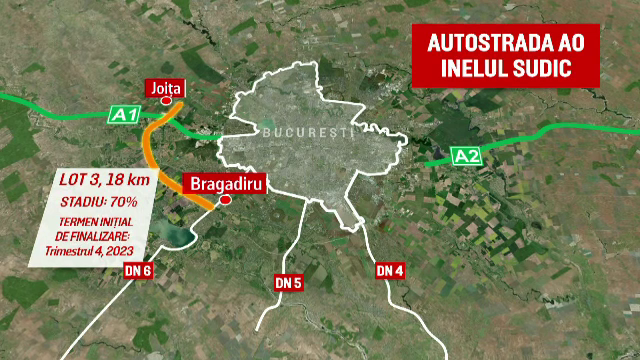 Porțiunea care ar urma să conecteze A1 de A2 a rămas mult în urmă. Sunt zone întregi fără asfalt. Ce spun constructorii