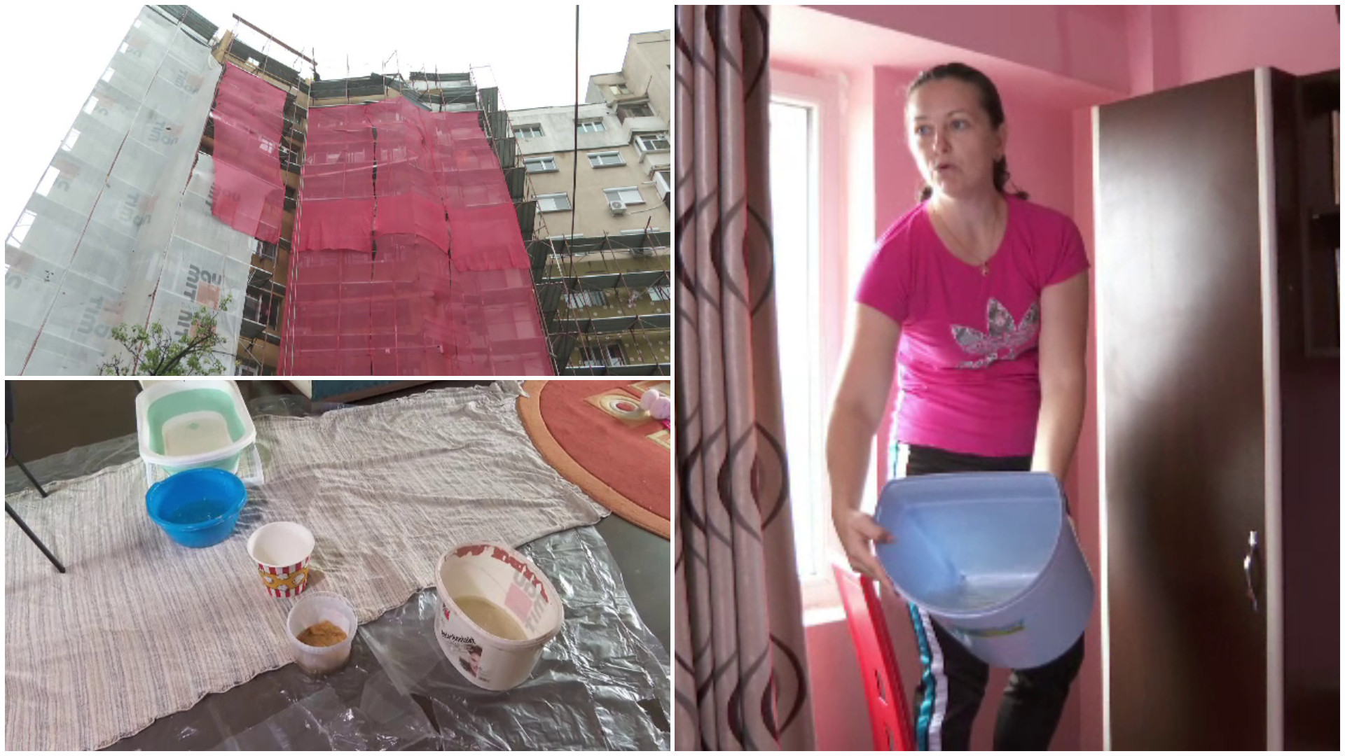 Coșmar pentru locatarii unui bloc din Constanța. Furtunile din ultimul timp i-au prins în mijlocul lucrărilor de reabilitare