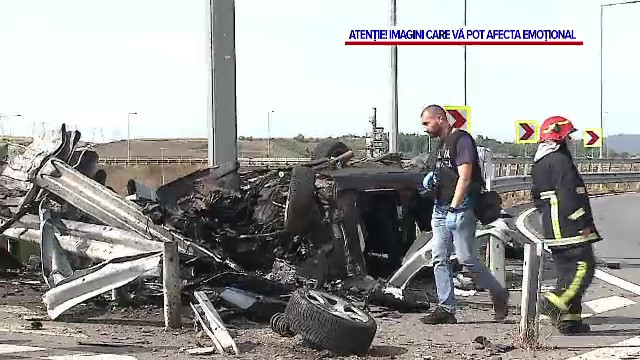 Sfârșit tragic pentru un șofer de 35 de ani, pe autostrada A3. Vehiculul s-a răsturnat, iar omul a rămas blocat în interior