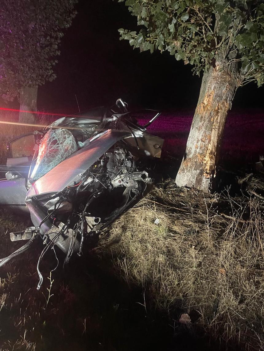 Cursă încheiată într-un copac. Doi bărbați și-au găsit sfârșitul pe un drum din Dolj. Șoferul a fost proiectat prin parbriz