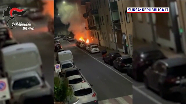Caz uluitor în Italia. Un român a dat foc la 33 de mașini și scutere în Milano