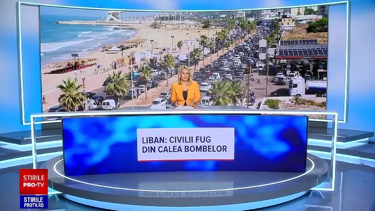 Haos în Liban unde zeci de mii de oameni fug din calea bombardamentelor israeliene. Cel puțin 570 de oameni au murit