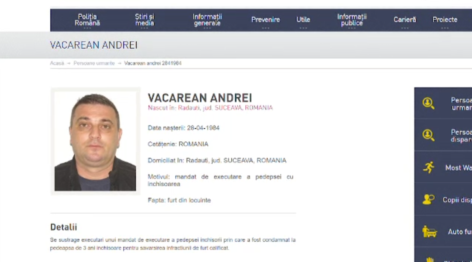 Un bărbat din Rădăuți a dispărut după ce a aflat că a fost condamnat. Individul a furat 70.000 de euro dintr-o casă