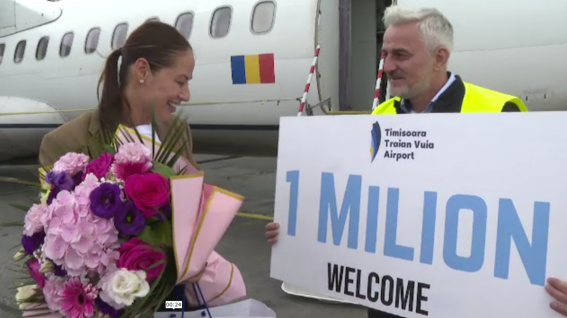 Sărbătoare pe aeroportul din Timișoara. O tânără din Iași a devenit pasagerul cu numărul un milion din 2024