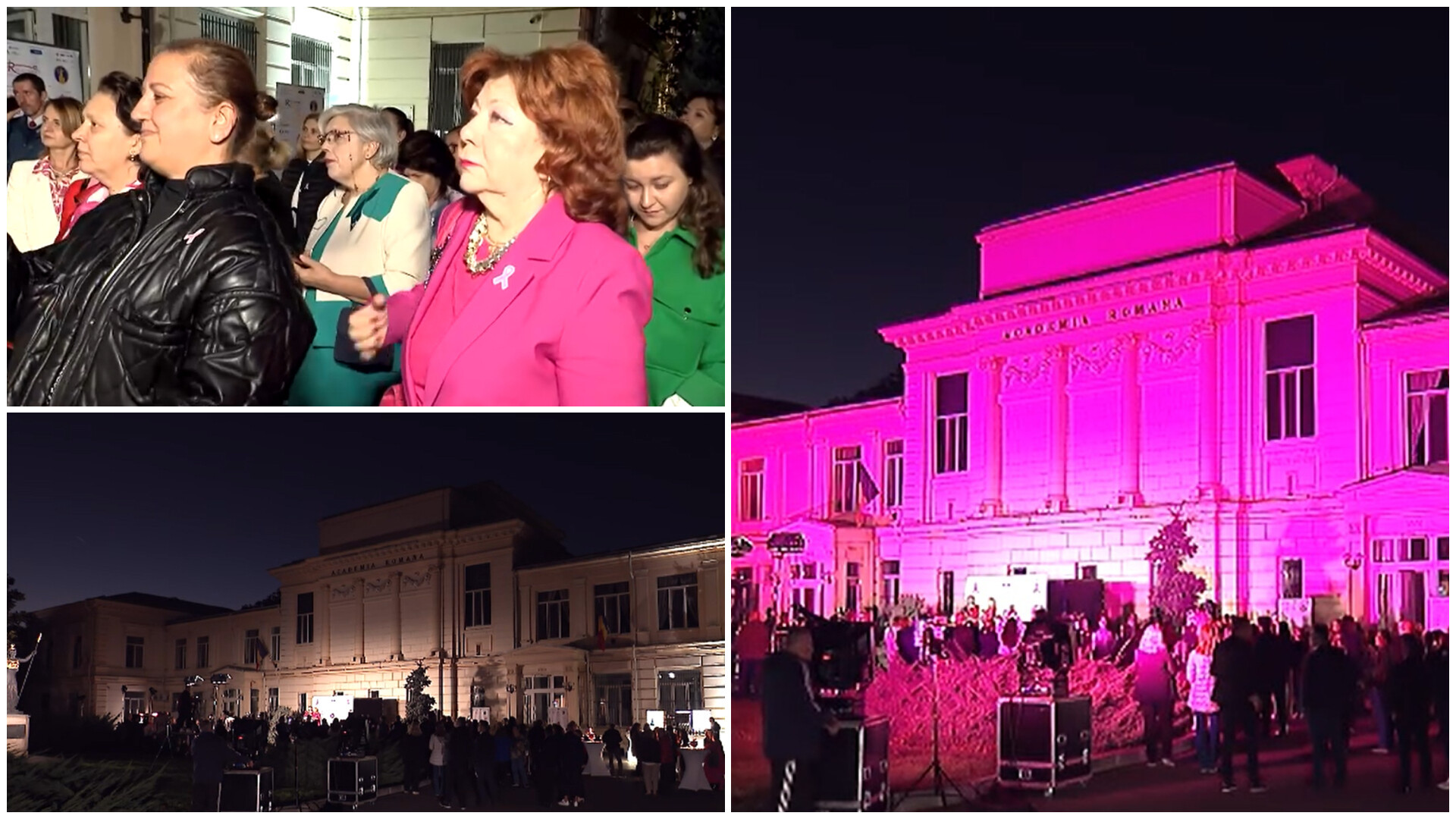Fundația Renașterea a îmbrăcat în roz Academia Română, de Ziua Națională a luptei împotriva cancerului de sân