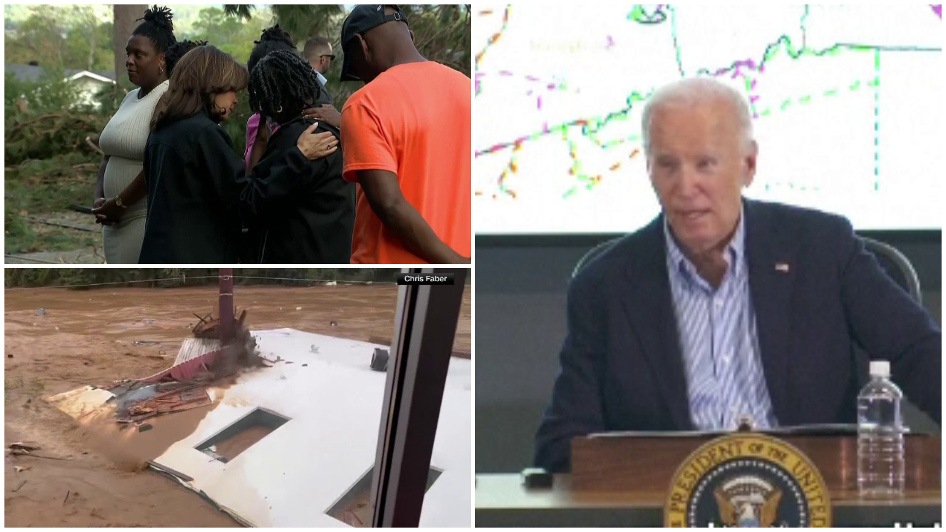 Joe Biden și Kamala Harris, vizită în zonele distruse de uraganul Helene. Bilanțul furtunii a trecut de 200 de morți