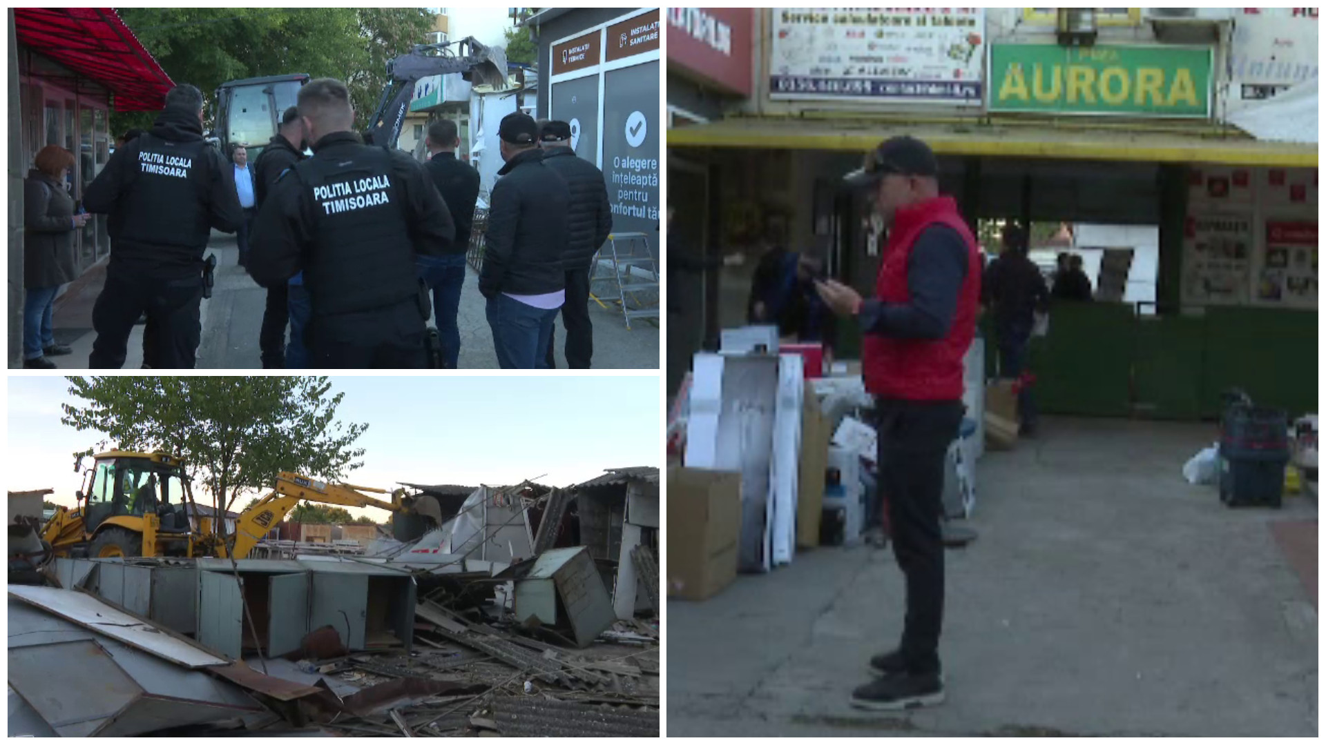 Demolare cu scandal într-o piață din Timișoara ridicată ilegal. Comerciant: „E strigător la cer”