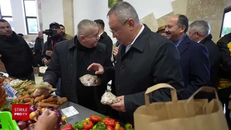 Președintele PNL, Nicolae Ciucă, la cumpărături într-o piață agroalimentară
