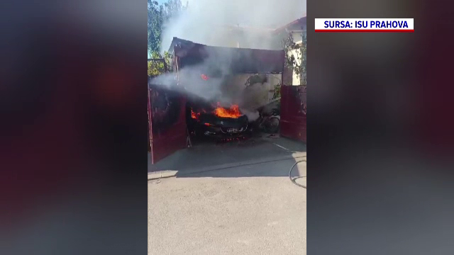 Intervenție contracronometru a pompierilor în Ploiești. Flăcările au distrus un garaj și amenințau mai multe case din jur