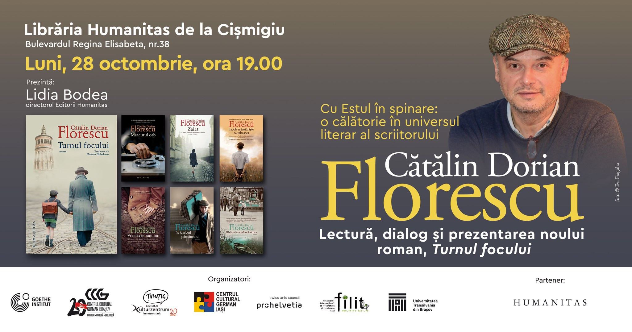 Întâlnire cu Cătălin Dorian Florescu la Librăria Humanitas de la Cișmigiu - prezentarea noului său roman Turnul focului