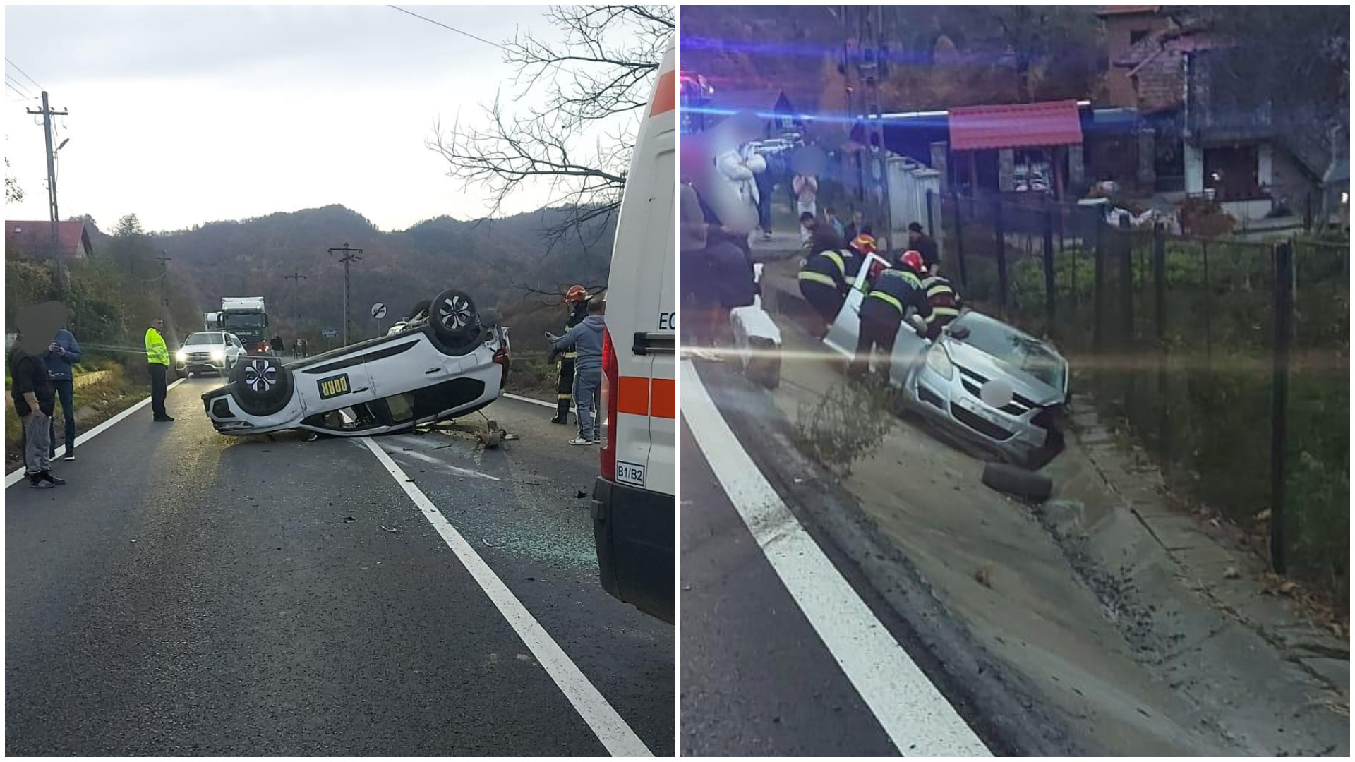 Trafic blocat pe Valea Oltului. Două persoane au ajuns la spital după un accident auto