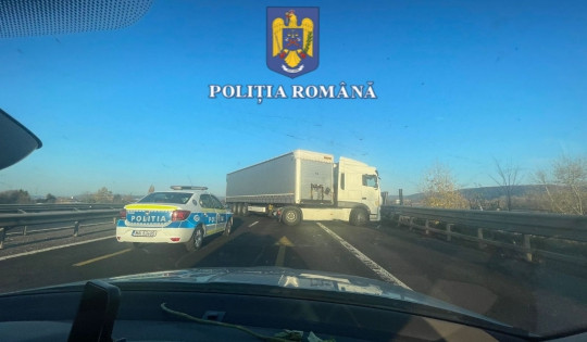 Moment uluitor pe autostrada București - Pitești. Un șofer de TIR polonez, prins circulând pe contrasens. Ce amendă a primit