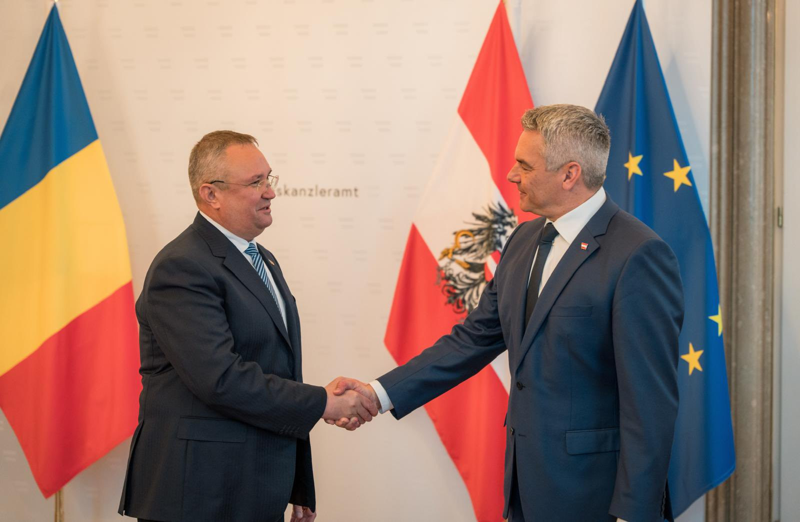 Fără un anunț oficial în prealabil, Nicolae Ciucă a fost primit la Viena de Karl Nehammer, cancelarul Austriei