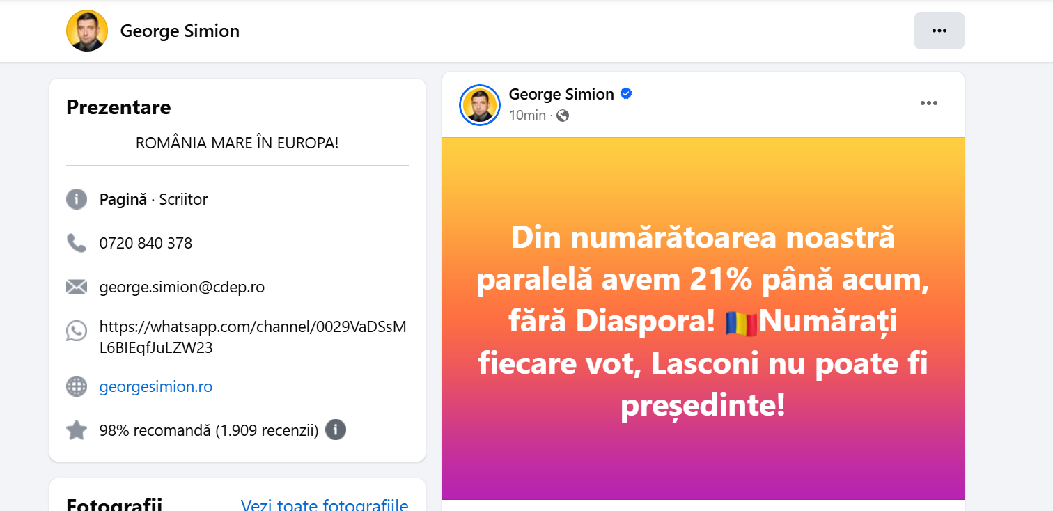 postare george simion
