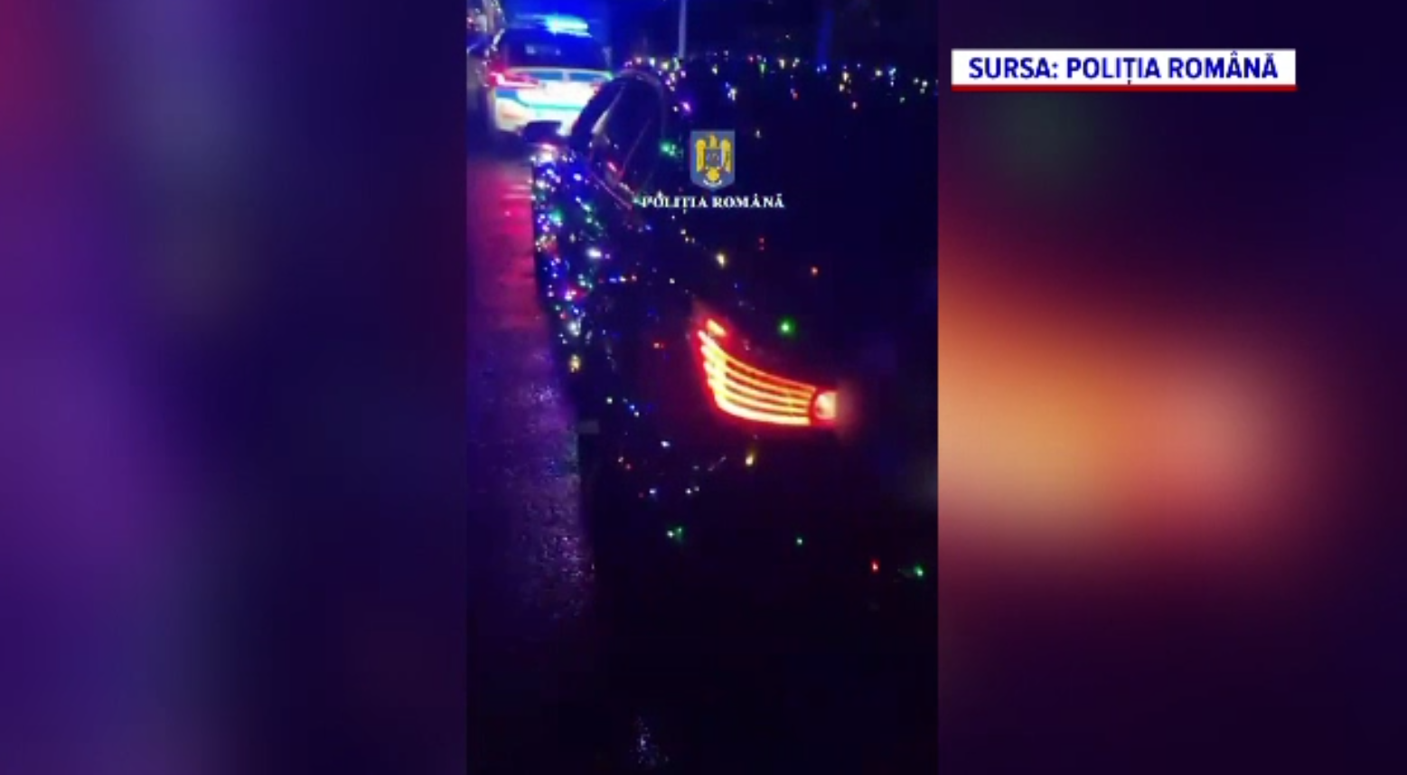 Și-a transformat BMW-ul într-un brad de Crăciun. Polițiștii nu au apreciat arta. Cât trebuie să plătească acum șoferul