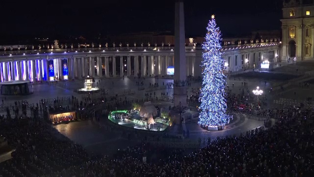 S-au aprins luminițele bradului de Crăciun de la Vatican. Mai mulți ecologiști s-au revoltat