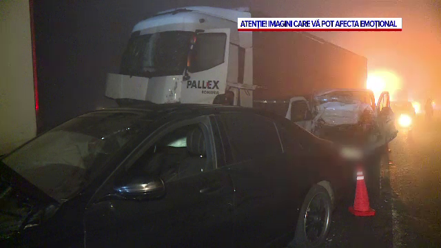 Accident în lanț pe A0, din cauza ceții. Greșeala fatală făcută de un bărbat, care n-a mai avut nicio șansă