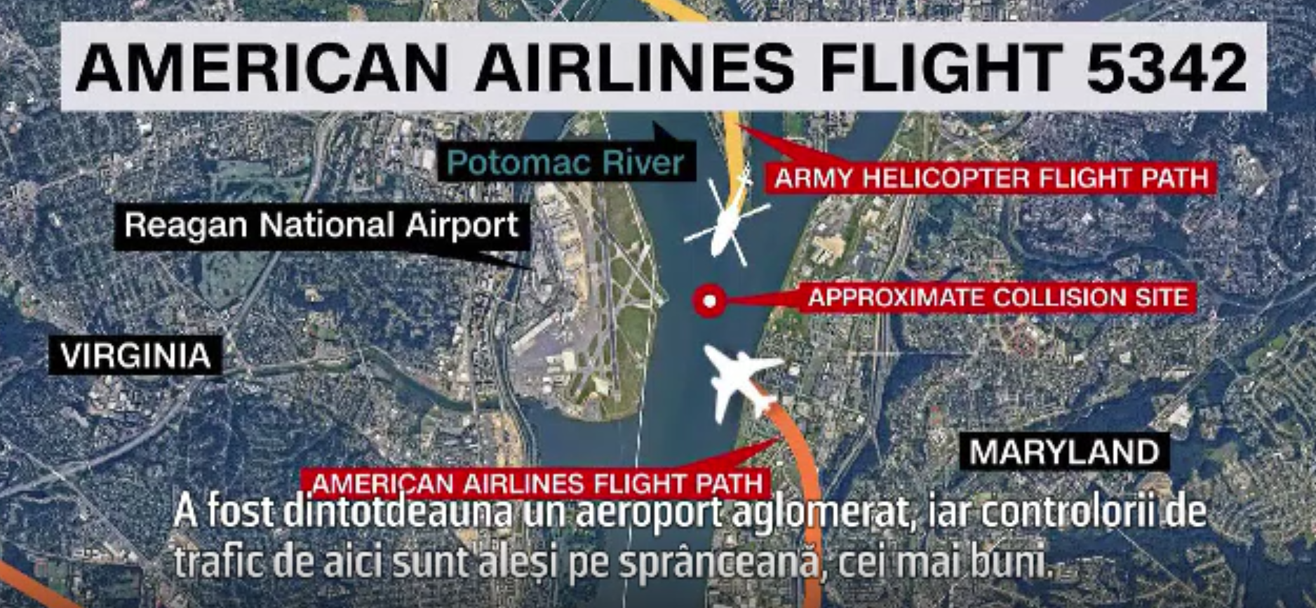 Presa americană: În momentul ciocnirii dintre avionul de pasageri și elicopter era un singur om în turnul de control
