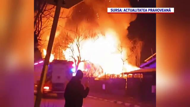 Pompier din Prahova, rănit grav, după ce o butelie a explodat în timpul unui incendiu. La spital a ajuns și un jandarm
