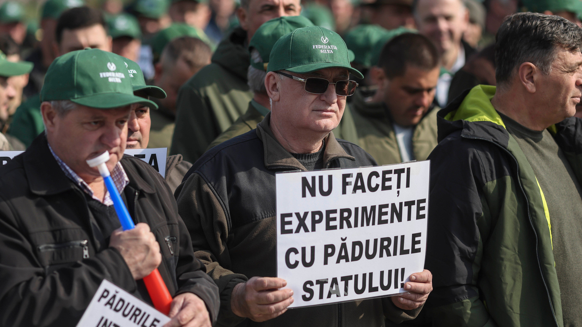 Protest al sindicaliștilor de la Romsilva în fața Ministerului Mediului: „Nu faceţi experimente cu pădurile statului”