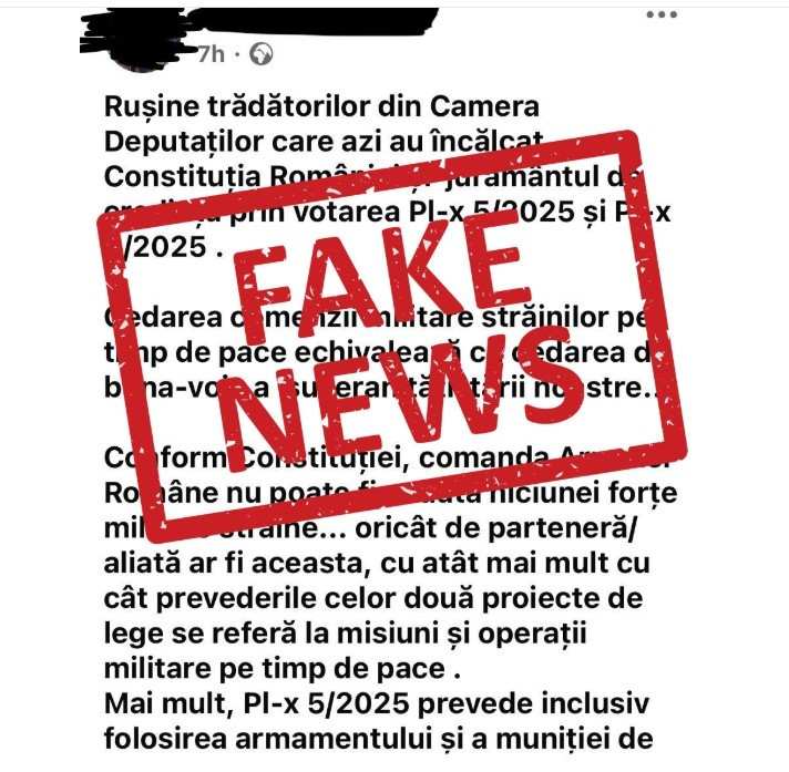 MApN respinge afirmații de pe platforme digitale legate de două proiecte adoptate de Cameră: Se încearcă inducerea panicii