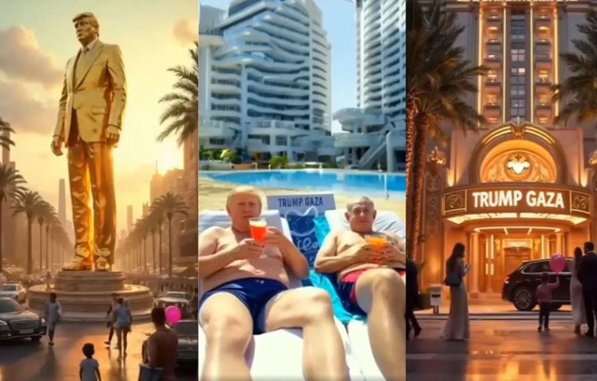 Imagini ireale difuzate de Trump. În slip, cu dansatoare dezbrăcate, statui de aur și ploi de dolari în Gaza Trump | VIDEO