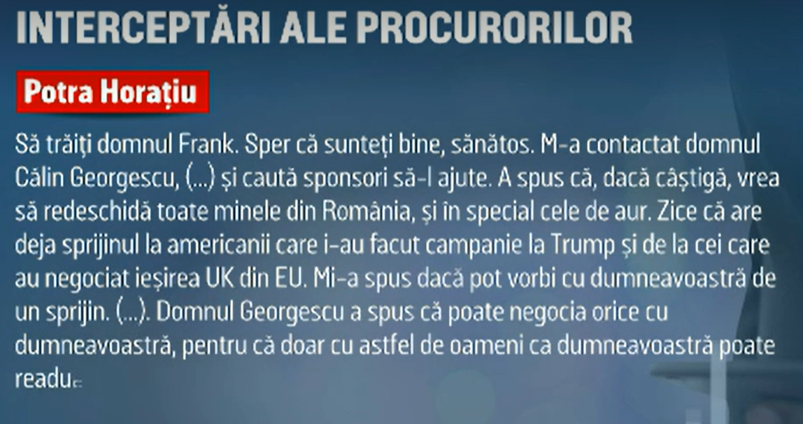 Potra, trimis de Georgescu să adune bani de campanie, către Frank Timiș: „Dl. Georgescu a spus că poate negocia orice cu dvs”