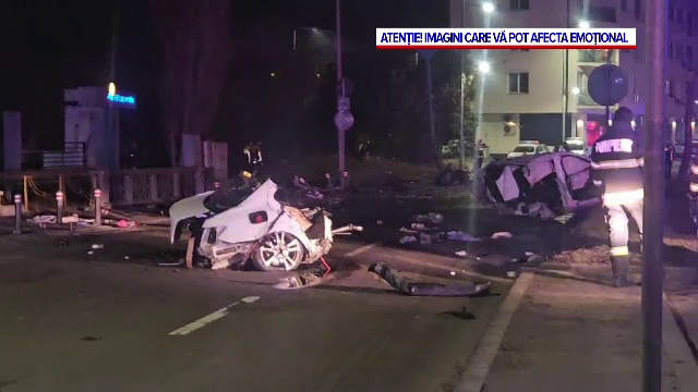 Accident înfiorător în Mamaia. O mașină cu 5 persoane s-a rupt în două după ce a lovit un stâlp. „Avea 170, pe puțin”